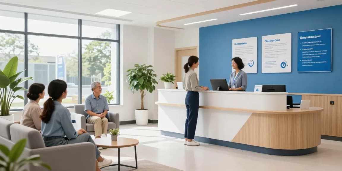 Modern healthcare clinic reception area with trust-building environment, featuring services related to trang chủ LUCK8, patient care, and medical consultations.