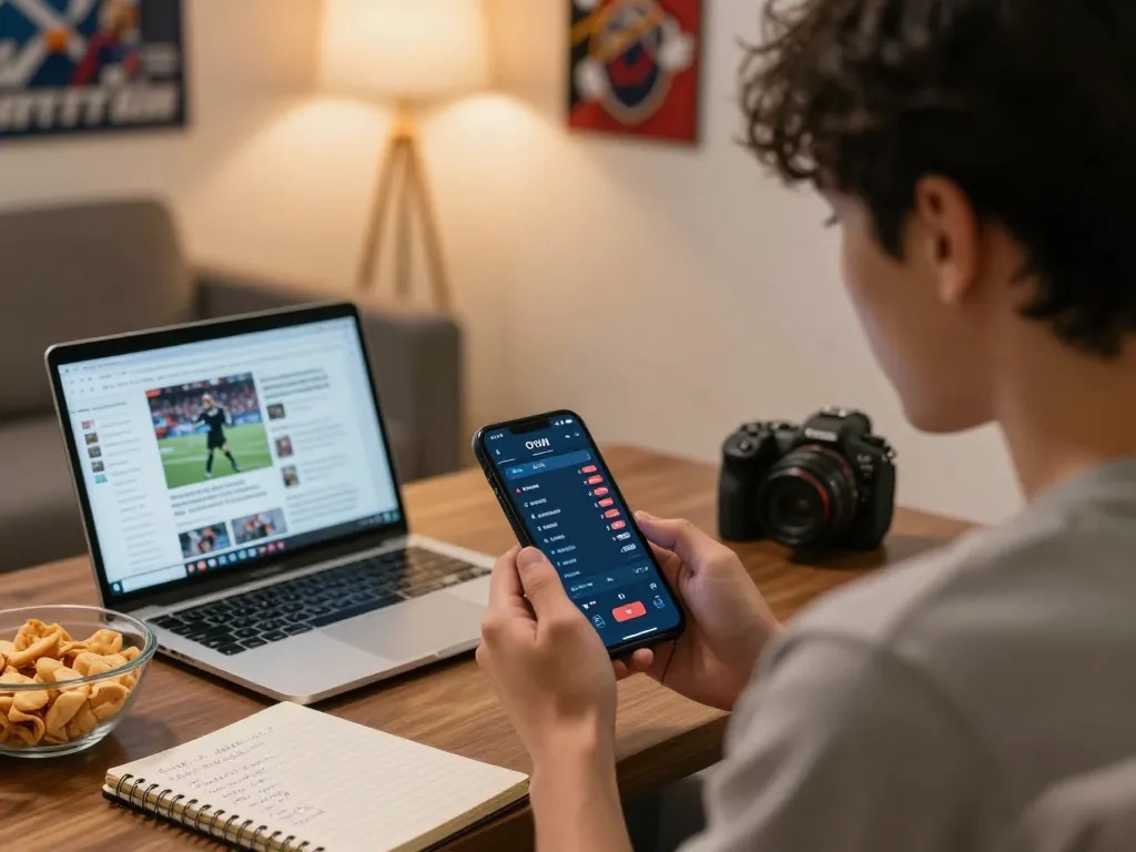 Engaged user enjoying online betting on OKFUN mobile app with live odds