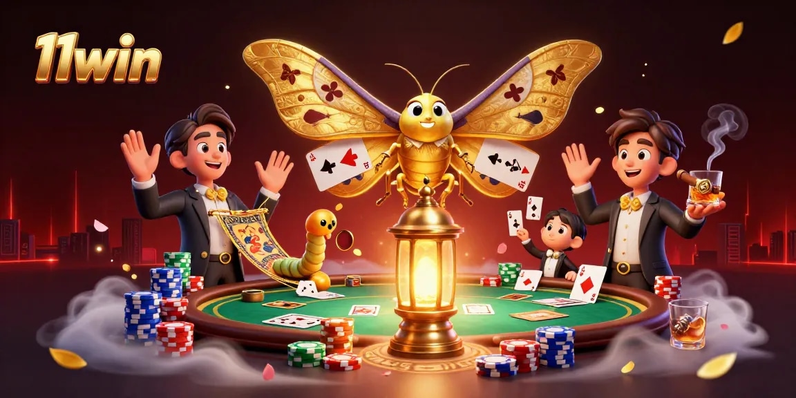 Experience thrilling poker action at 11win with an exquisite 3D illustration featuring vibrant casino elements.