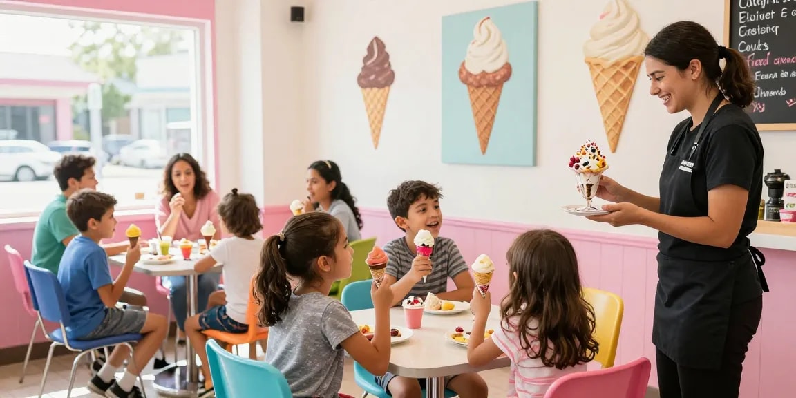 Enjoy vibrant families in an ice cream parlor with unique flavors and the rokok88 login experience.