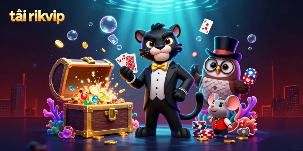 Experience thrilling casino gameplay with tải rikvip, featuring exciting characters and vibrant underwater elements.