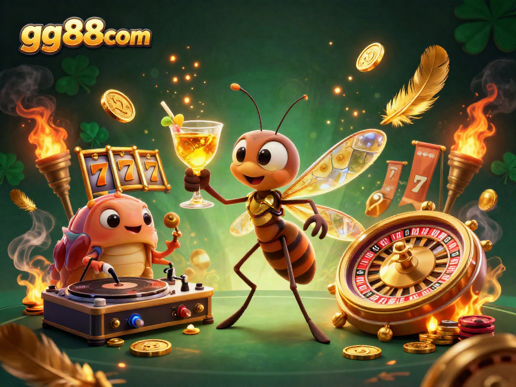Experience thrilling jackpots with gg88com in this vibrant casino adventure illustration.