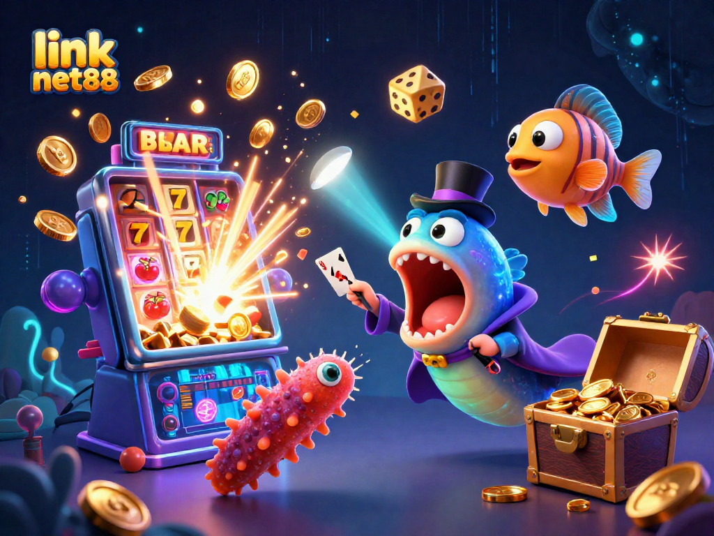 Watch the bioluminescent deep-sea gulper eel magic act in link net88’s vibrant casino illustration.