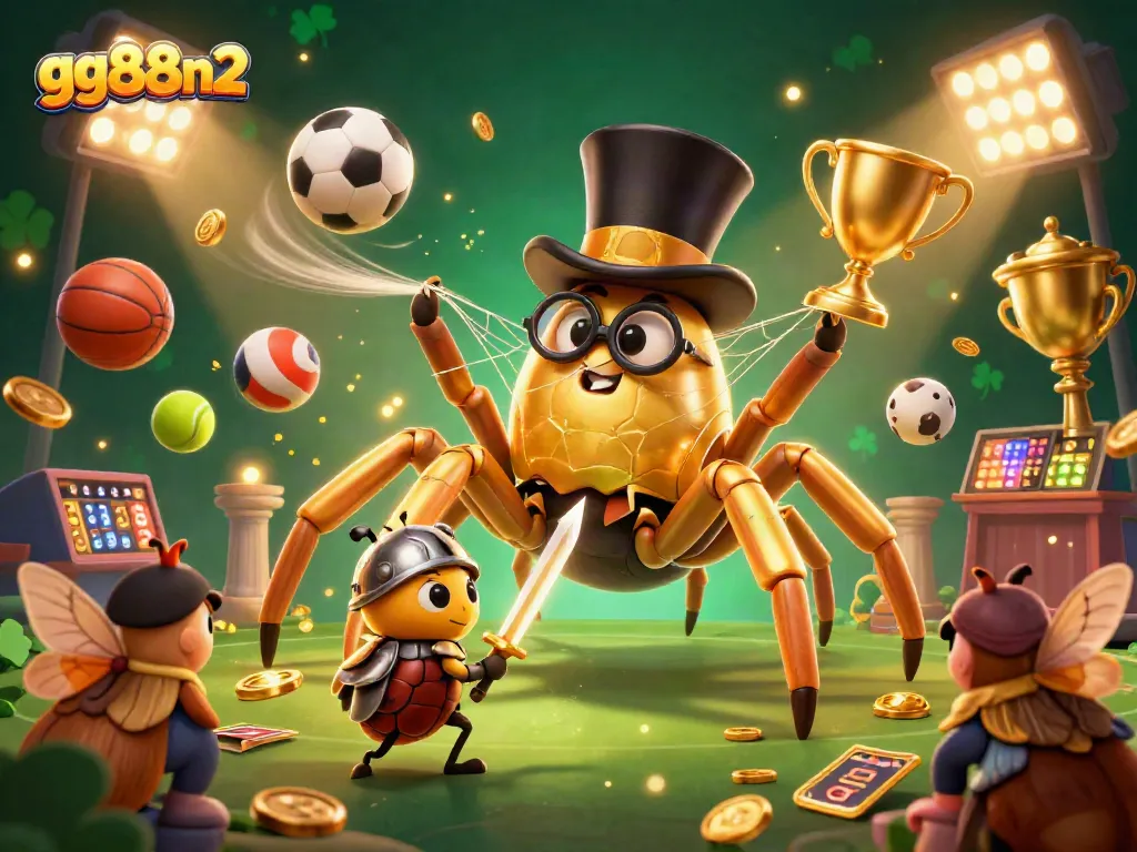 Bet on exciting slots at gg88n2 with a thrilling casino scene showcasing a golden tarantula and knight.