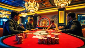 Enjoying a thrilling game of poker at PG88 casino with vibrant ambiance and luxury vibes.