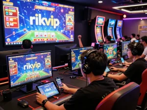Players enjoying exciting online games at rikvip platform in vibrant gaming atmosphere.