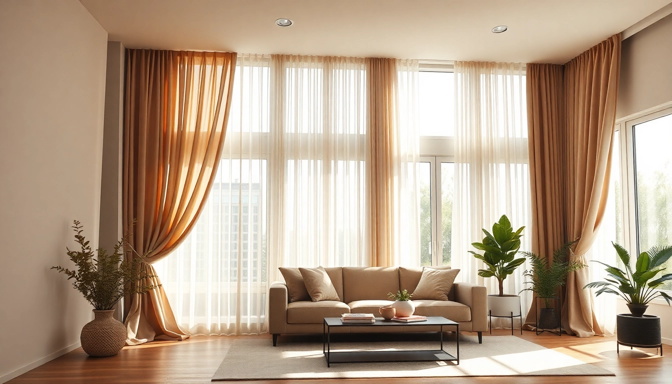 Bekijk verduisterende gordijnstof in een stijlvolle woonkamer met een warme uitstraling.