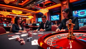 Players strategizing at a luxurious blackjack table, representing the 98win gambling experience.