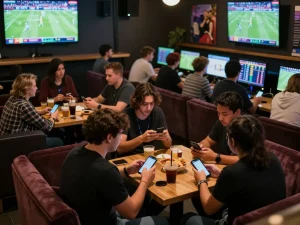 Experience the thrill of betting at nhà cái lv88 with fans engaging in live sports betting excitement.