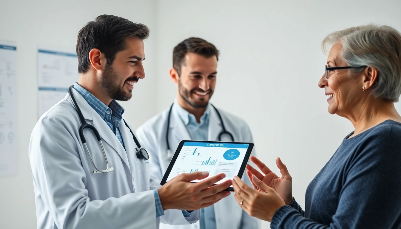 Engaged discussion about Tirzepatide between doctor and patient in a modern clinic.