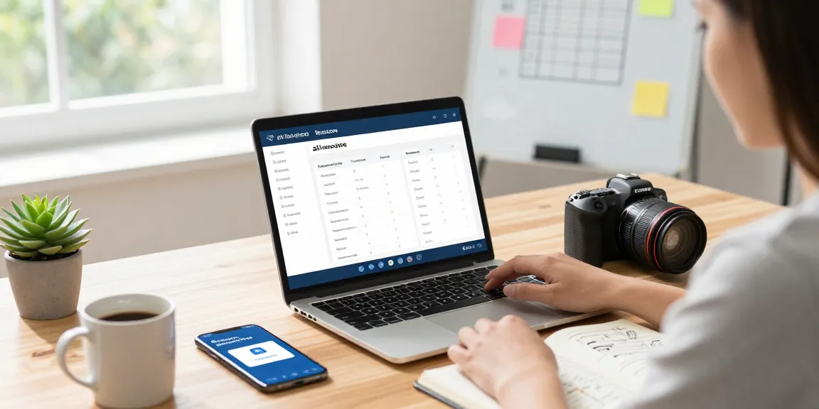 Service business owner utilizing an all-in-one CRM for small service business on a laptop in a modern home office.