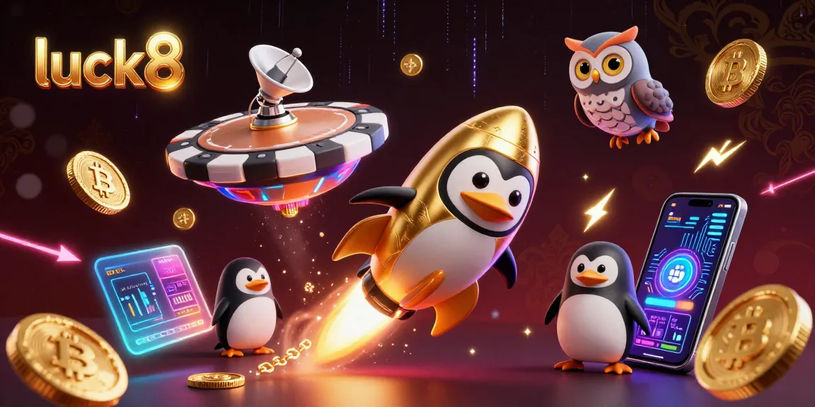 Experience luck8 casino's thrilling games with our golden penguin journey through crypto space.