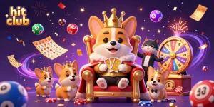 Experience the excitement of hit club gaming with lottery balls and vibrant casino elements.