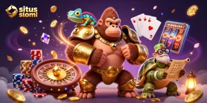 Experience excitement at situs slot resmi with a powerful king gorilla, vibrant colors, and dazzling gaming elements.