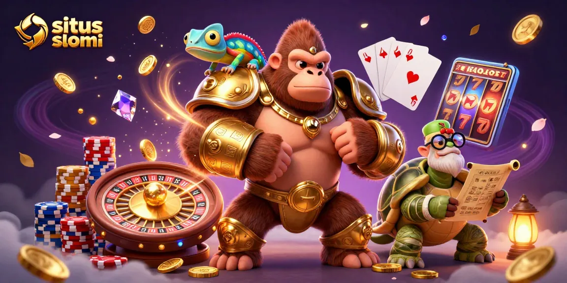 Experience excitement at situs slot resmi with a powerful king gorilla, vibrant colors, and dazzling gaming elements.