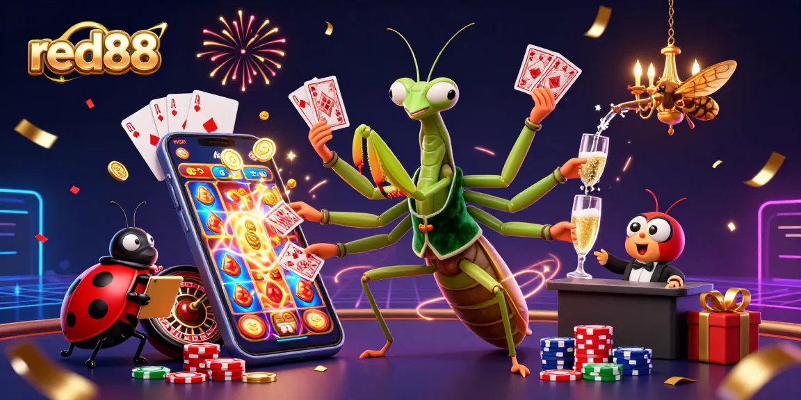 Experience high-stakes excitement with red88, featuring a giant card sharp and vibrant gaming elements.